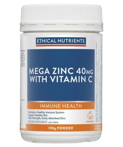 Ethical Nutrients Mega Zinc 40mg with Vitamin C Orange 190g Powder chính hãng Úc