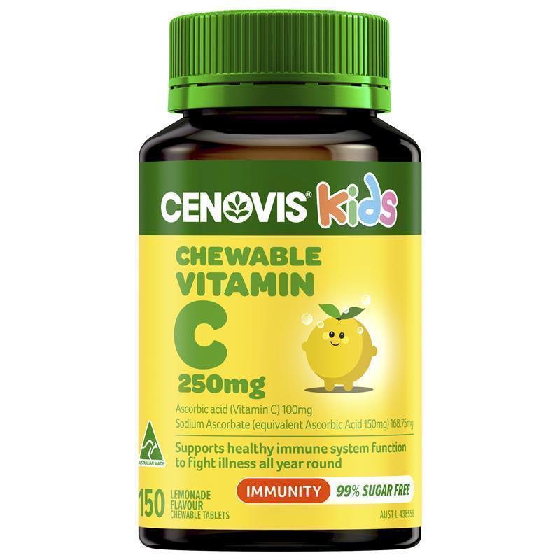 Cenovis Kids Chewable Vitamin C 250mg Lemonade 150 Tablets chính hãng Úc
