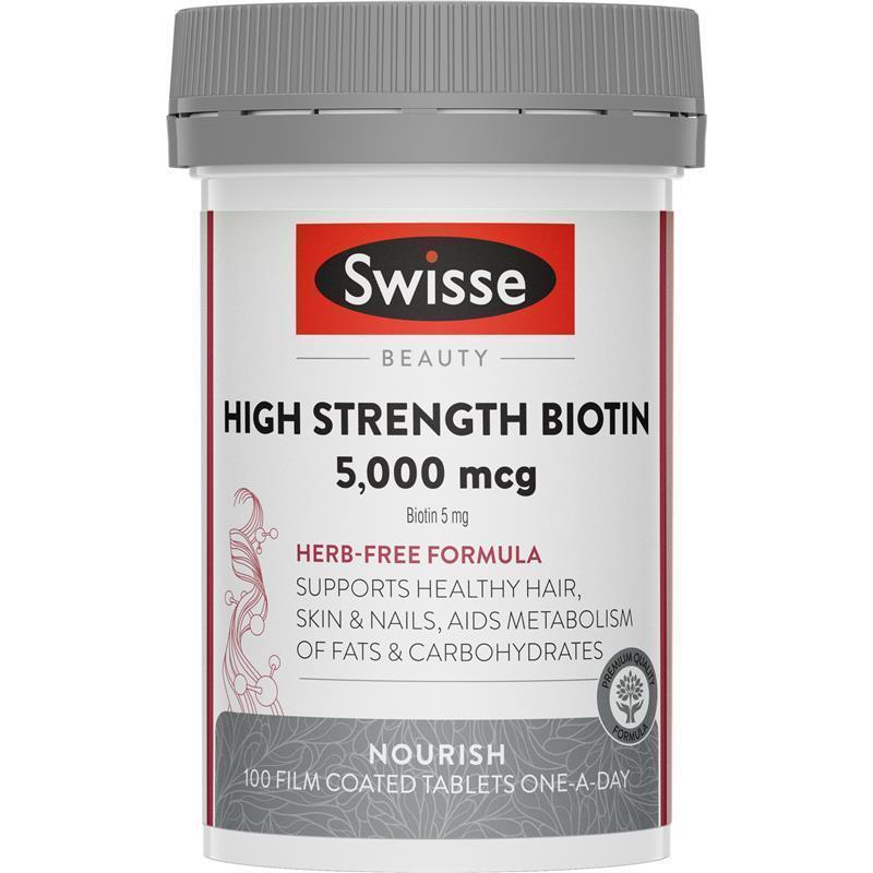 Swisse Beauty High Strength Biotin 5000mcg 100 Tablets chính hãng Úc