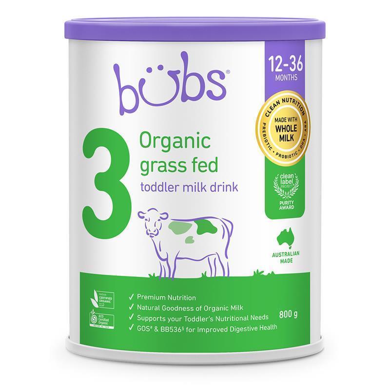 Bubs Organic Grass Fed Stage 3 Toddler Milk 800g chính hãng Úc
