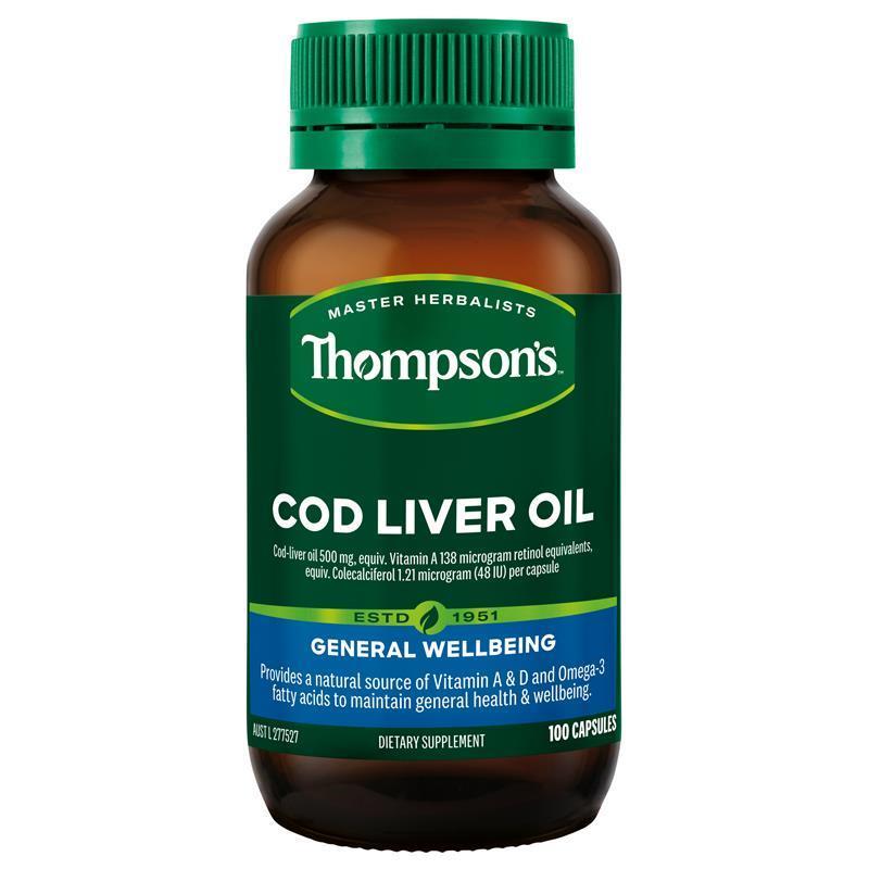 Thompson's Cod Liver Oil 100 Capsules chính hãng Úc