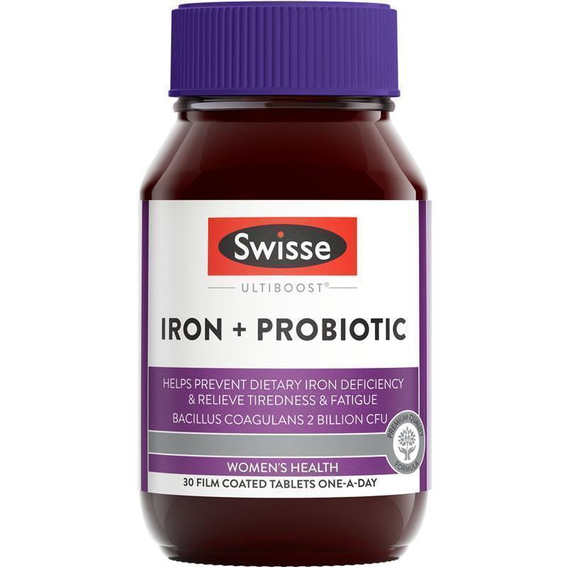 Swisse Iron + Probiotic 30 Tablets chính hãng Úc