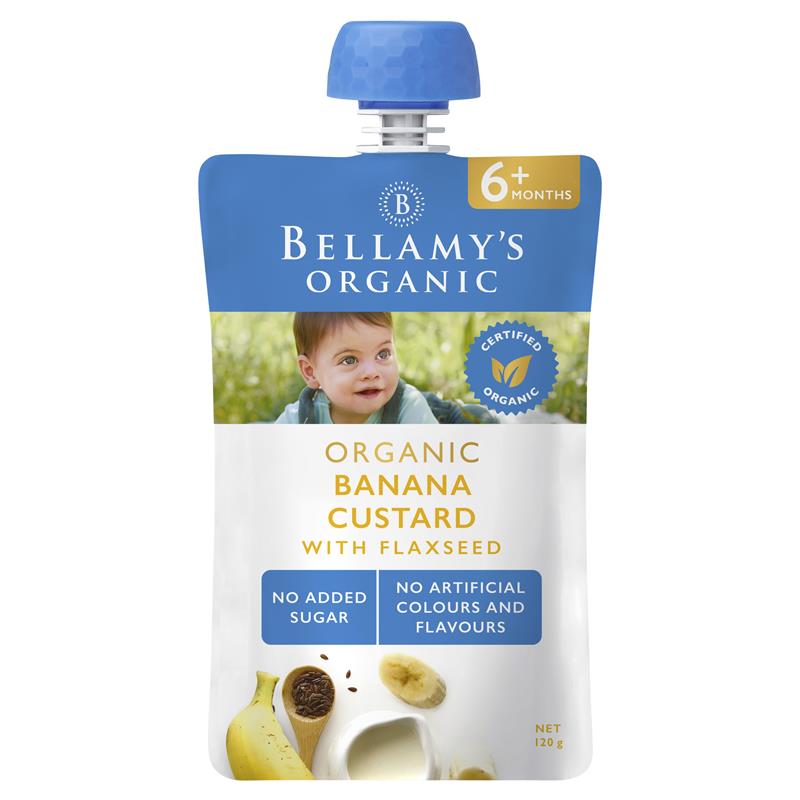 Bellamy's Organic Banana Custard with Flaxseed 120g chính hãng Úc