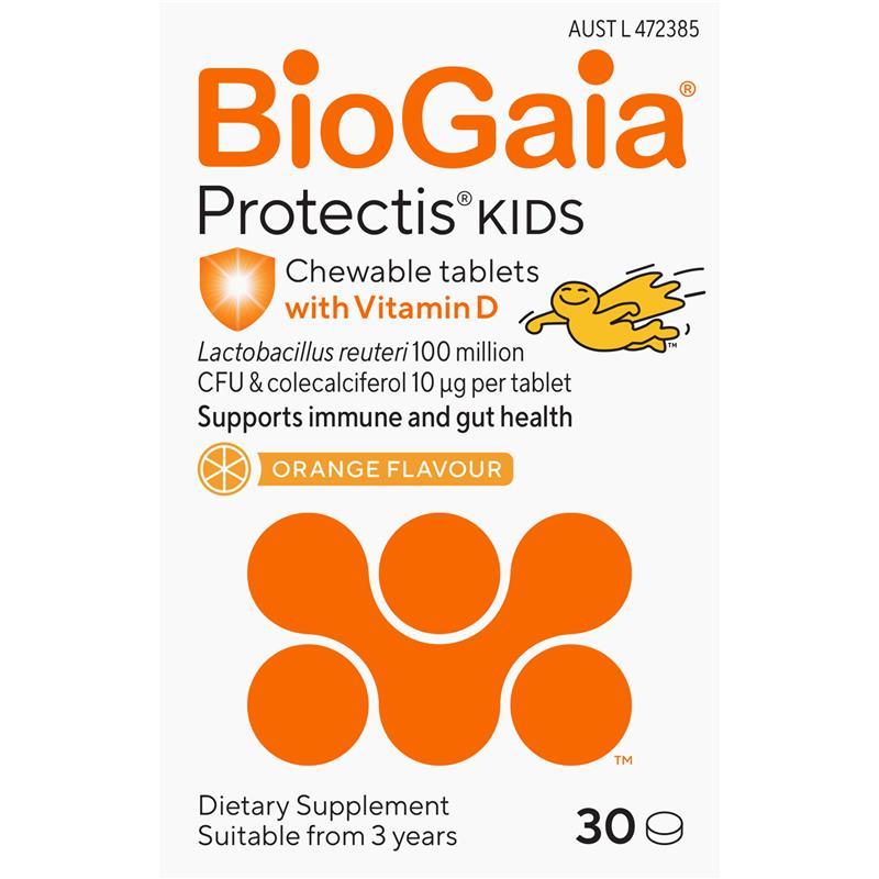 BioGaia Protectis with Vitamin D 10mcg Orange Flavour 30 Tablets chính hãng Úc