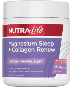 Nutra-Life Magnesium Sleep + Collagen Renew Berry Flavoured Powder 250g chính hãng Úc