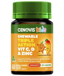 Cenovis Kids Chewable Triple Action C D & Zinc 60 Tablets chính hãng Úc