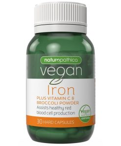 Naturopathica Vegan Iron Plus Vitamin C & Broccoli Powder 30 Capsules chính hãng Úc