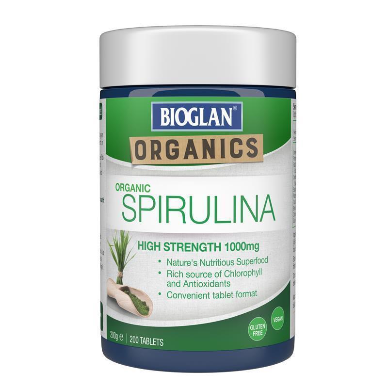 Bioglan Organic Spirulina 1000mg 200 Tablets chính hãng Úc
