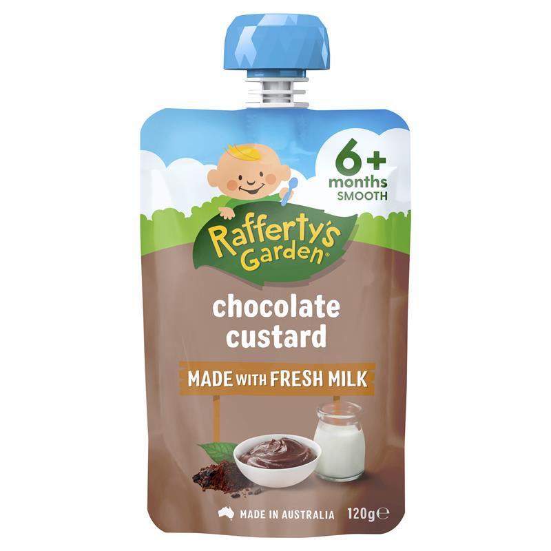 Raffertys Garden 6+ Months Chocolate Custard 120g chính hãng Úc