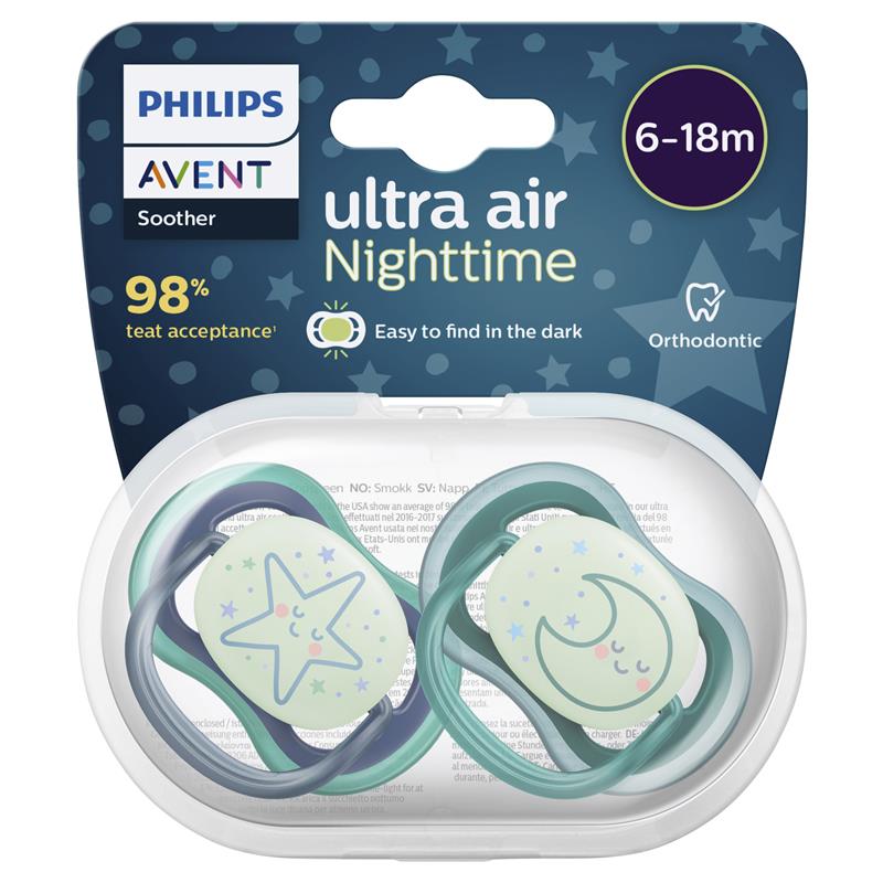 Avent Ultra Air Night Soother 6-18 Months 2 Pack chính hãng Úc