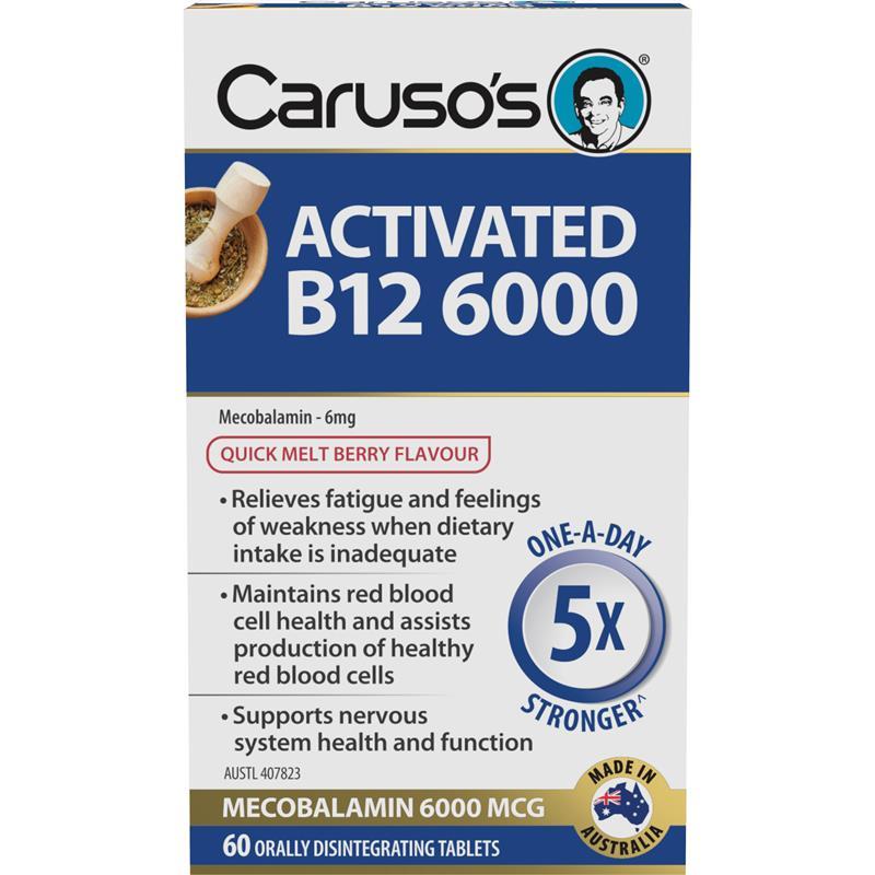 Carusos Activated B12 6000 60 Tablets chính hãng Úc