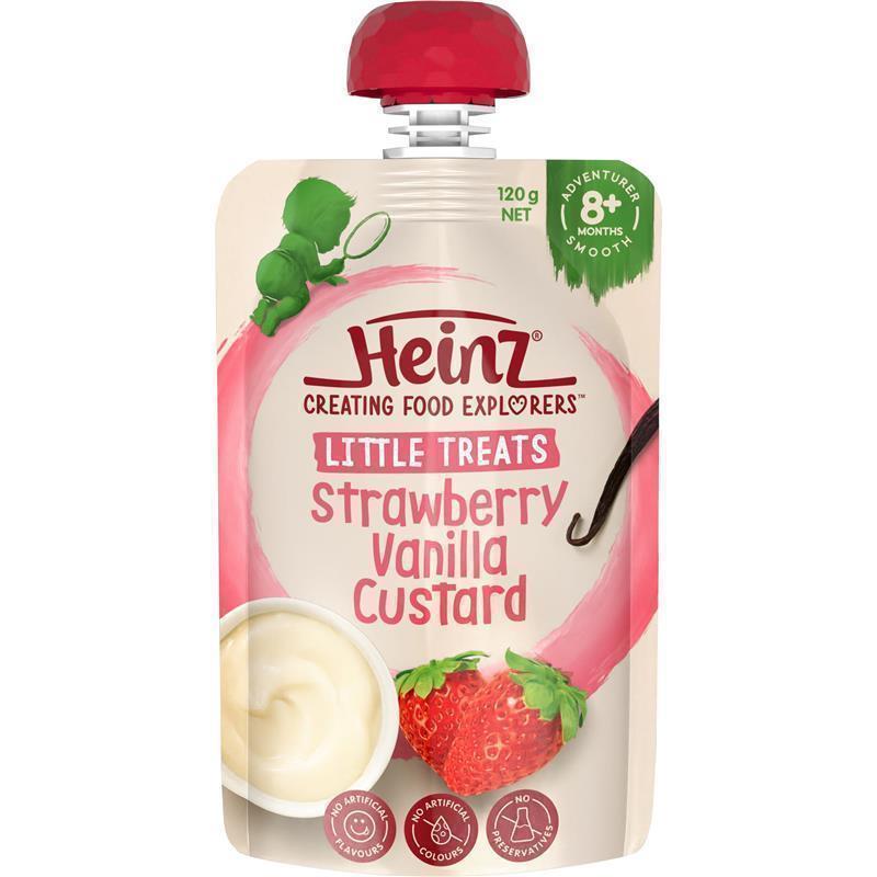 Heinz Strawberry & Vanilla Custard Pouch 120g chính hãng Úc