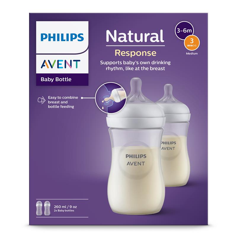Avent Natural Response Feeding Bottle 260ml 2 Pack chính hãng Úc