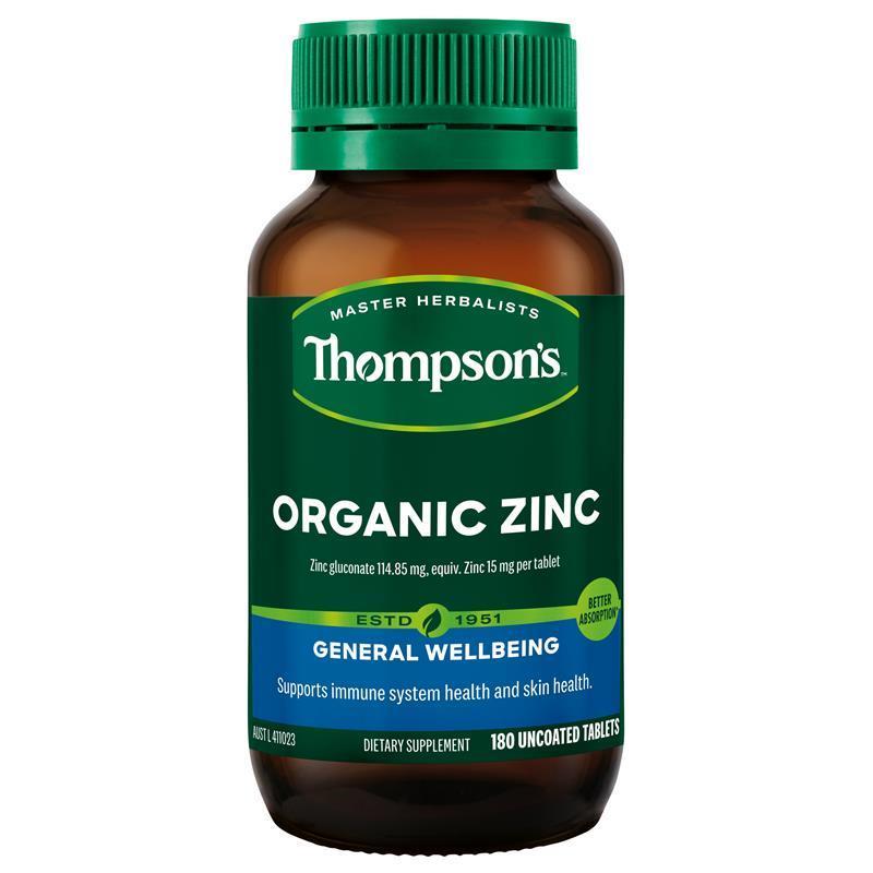 Thompson's Organic Zinc 180 Tablets chính hãng Úc