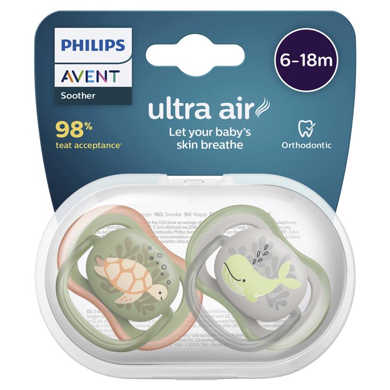 Avent Ultra Air Soother 6-18 Months Deco Mixed 2 Pack chính hãng Úc