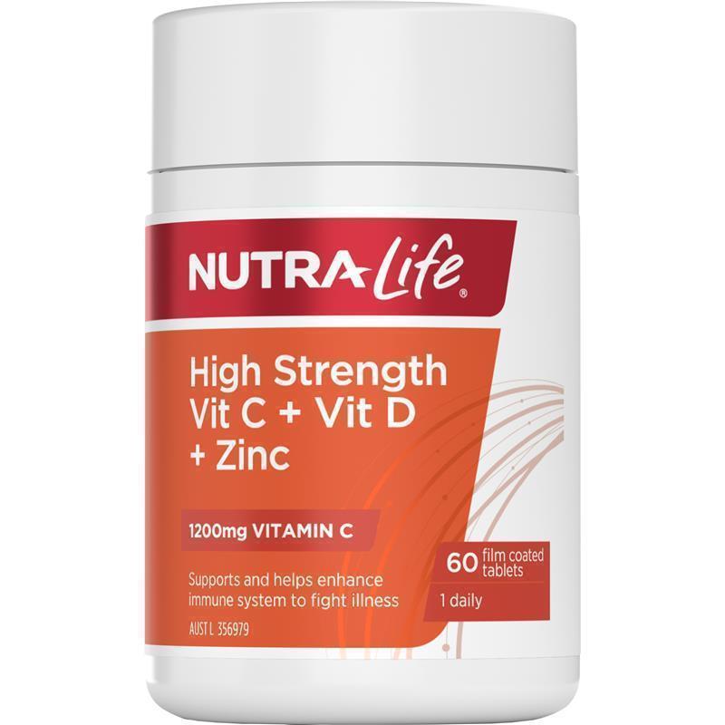 Nutra-Life High Strength Vitamin C 1200 + D + Zinc 60 Tablets chính hãng Úc