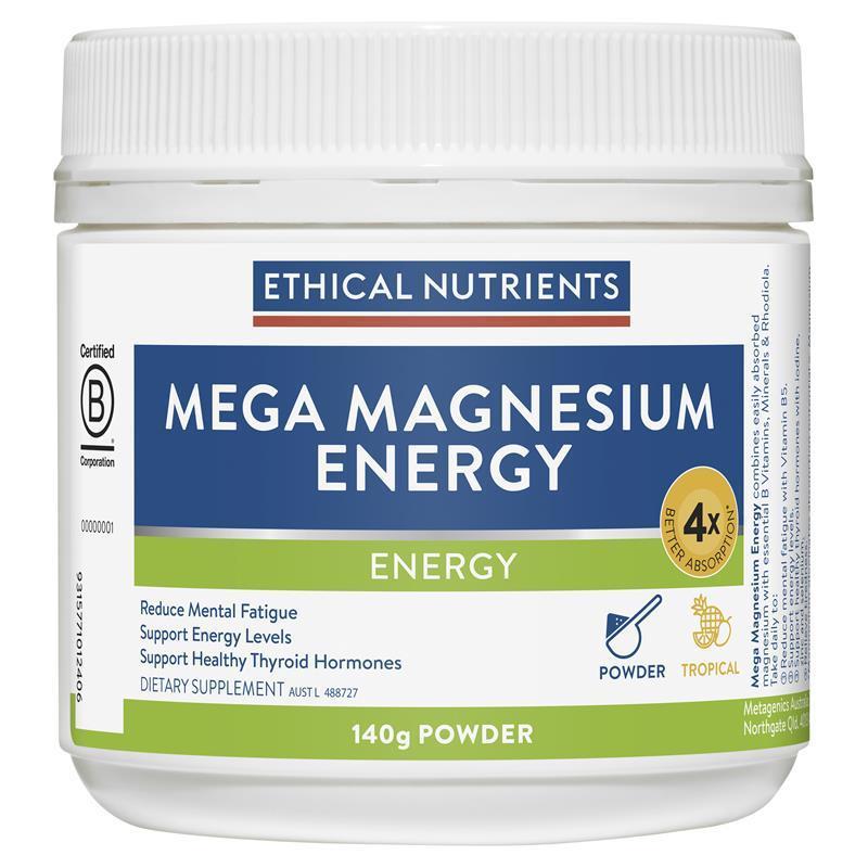 Ethical Nutrients Mega Magnesium Energy 140g Powder chính hãng Úc