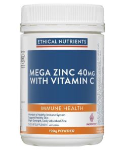 Ethical Nutrients Mega Zinc 40mg with Vitamin C Raspberry 190g Powder chính hãng Úc