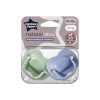 Tommee Tippee Natural Latex Cherry Soothers, Symmetrical Design, BPA-Free, 18-36m, Green and Blue, Pack of 2 Dummies chính hãng Úc