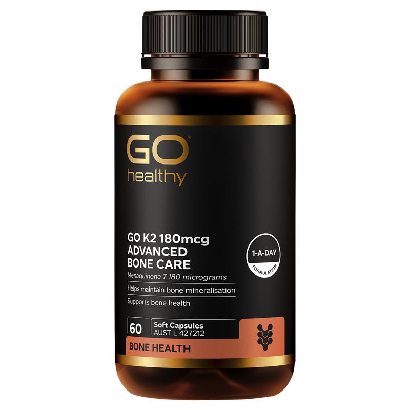 Go Healthy K2 180mcg Advanced Bone Care 60 Soft Capsules Exclusive Size chính hãng Úc