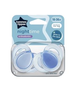 Tommee Tippee Night Time Soothers, Symmetrical Orthodontic Design, BPA-Free Silicone Baglet, Includes Steriliser Box, 18-36M, Pack of 2 Dummies chính hãng Úc