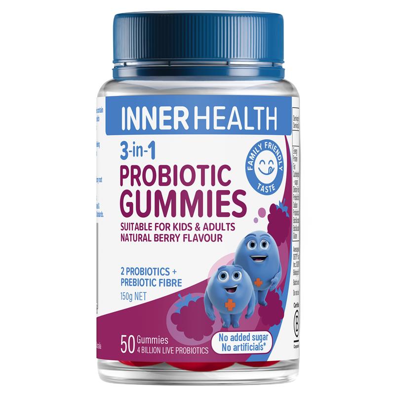 Inner Health 3 in 1 Probiotic Gummies 50 Pack chính hãng Úc