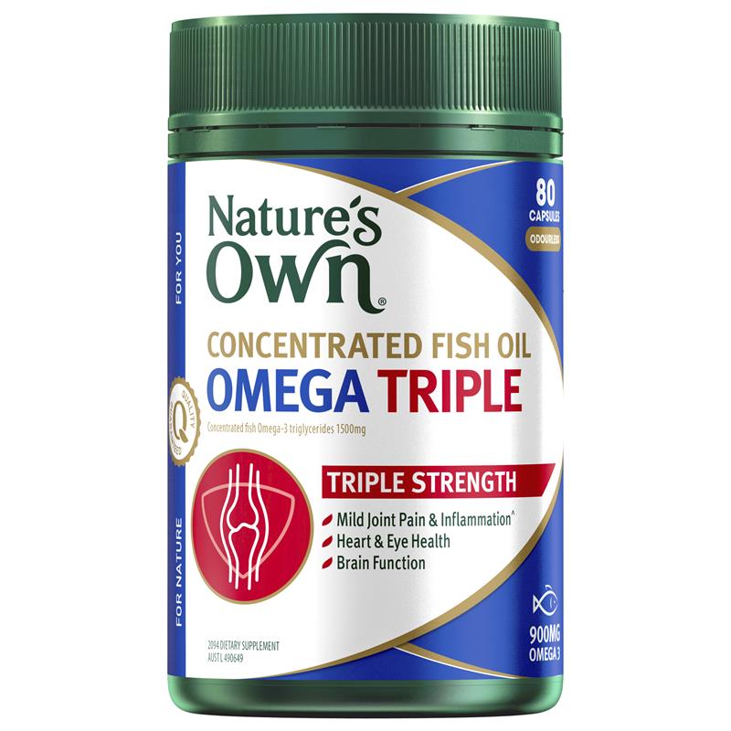 Nature's Own Concentrated Fish Oil Omega Triple 80 Capsules chính hãng Úc