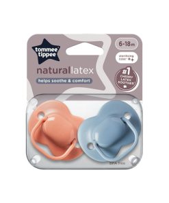 Tommee Tippee Natural Latex Cherry Soothers, Symmetrical Design, BPA-Free, 6-18m, Pink and Blue, Pack of 2 Dummies chính hãng Úc
