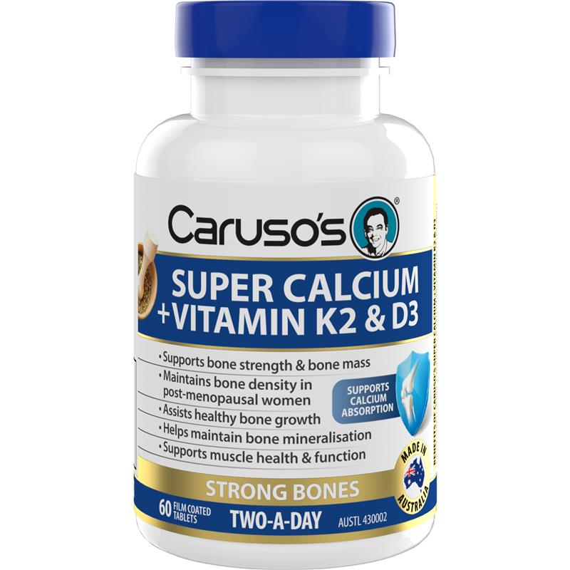 Carusos Super Calcium + Vitamin K2 & D3 60 Tablets chính hãng Úc