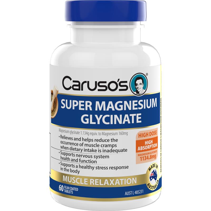 Carusos Super Magnesium Glycinate 60 Tablets chính hãng Úc