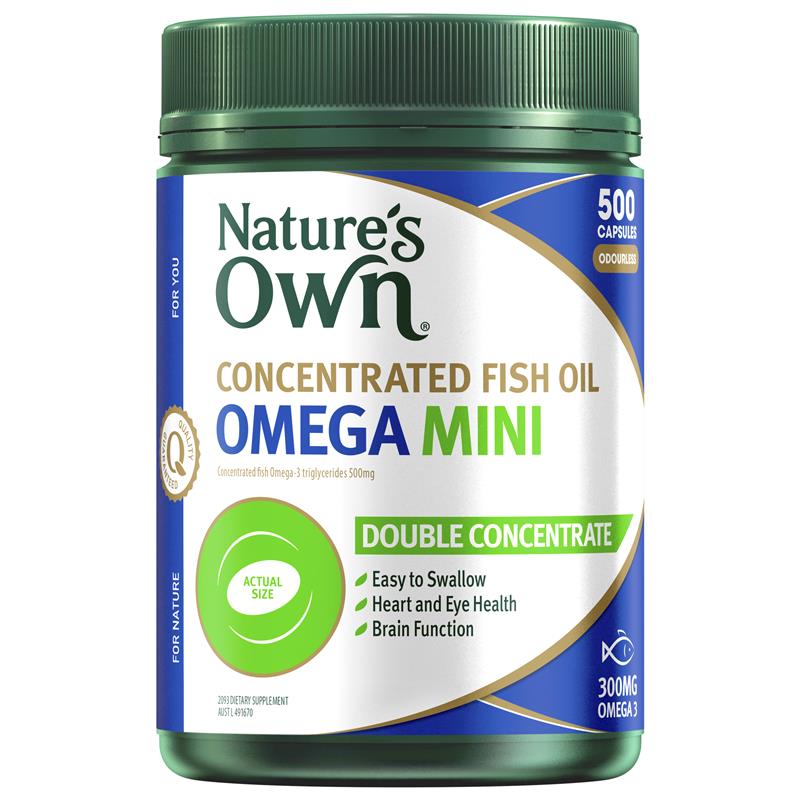 Nature's Own Concentrated Fish Oil Omega Mini 500 Capsules chính hãng Úc