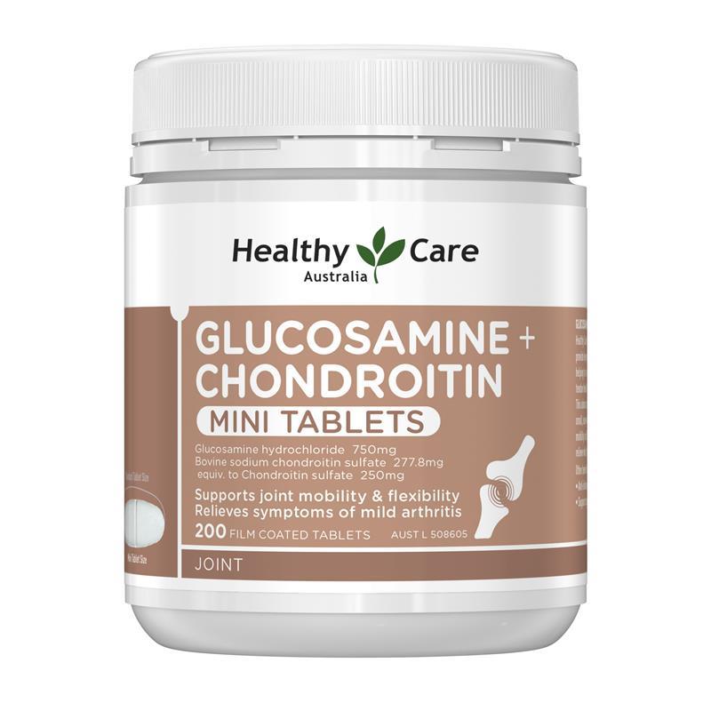 Healthy Care Glucosamine + Chondroitin 200 Mini Tablets chính hãng Úc