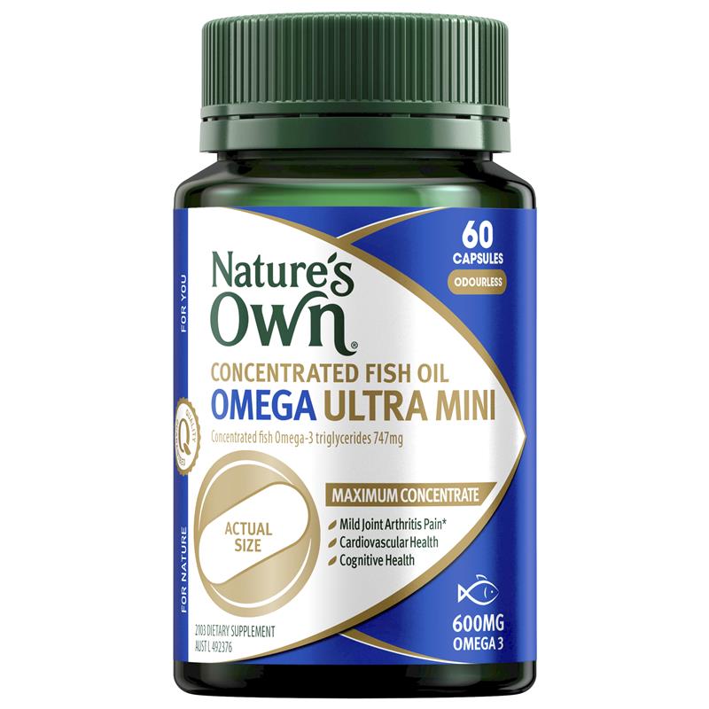 Nature's Own Concentrated Fish Oil Ultra Mini 60 Capsules chính hãng Úc