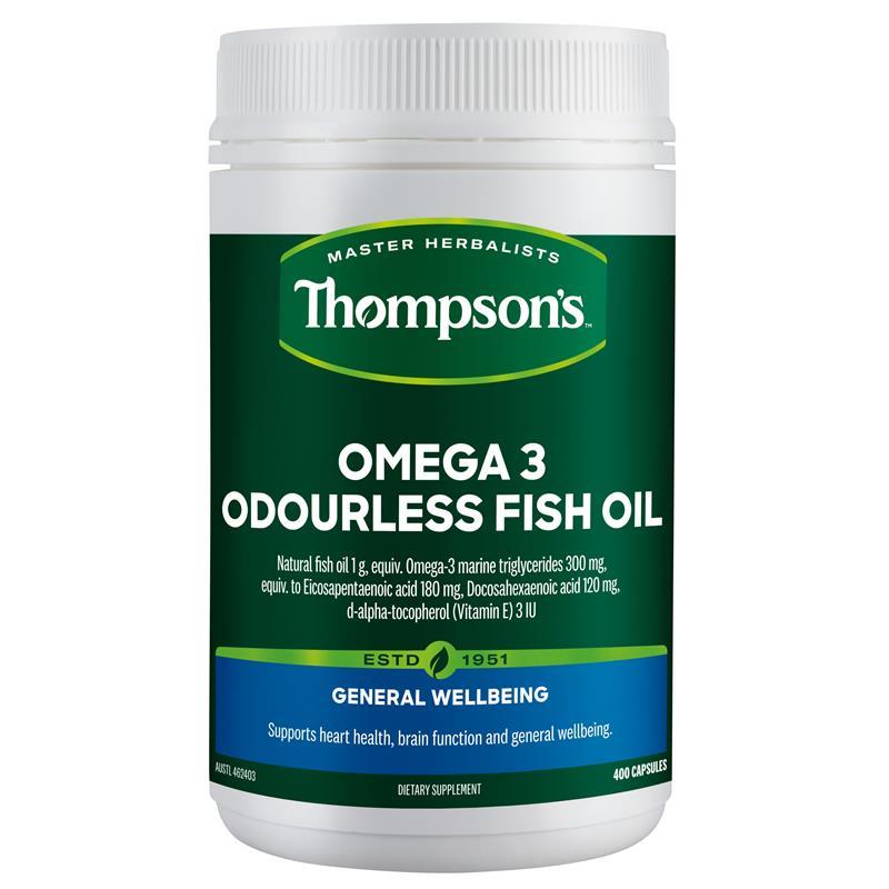 Thompsons Omega 3 Odourless Fish Oil 400 Capsules chính hãng Úc