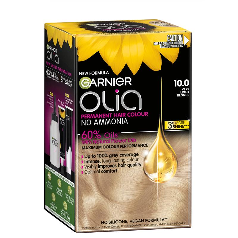 Garnier Olia 10.0 Very Light Blonde Permanent Hair Colour No Ammonia 60% Oils chính hãng Úc