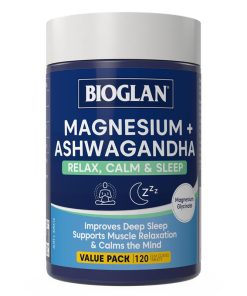 Bioglan Magnesium + Ashwagandha 120 Tablets Exclusive Size chính hãng Úc
