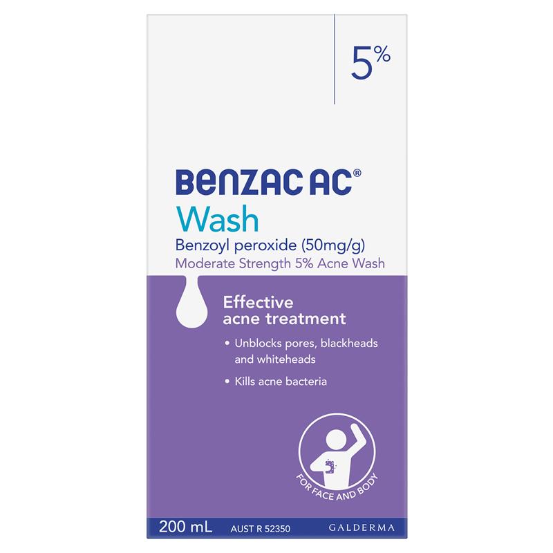 Benzac AC Moderate Strength 5% Acne Wash 200ml chính hãng Úc
