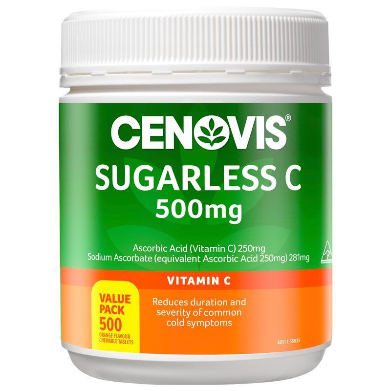 Cenovis Sugarless C 500mg Chewable 500 Tablet Exclusive Size chính hãng Úc