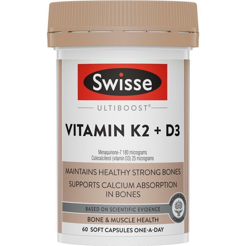 Swisse Ultiboost D3 + K2 60 Capsules chính hãng Úc