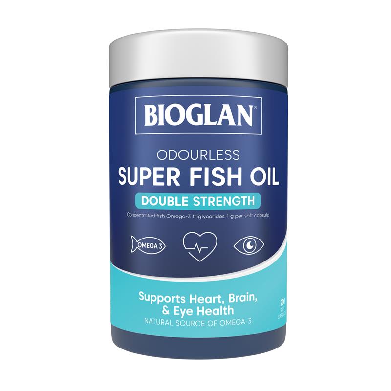 Bioglan Odourless Super Fish Oil Double Strength 200 Capsules chính hãng Úc