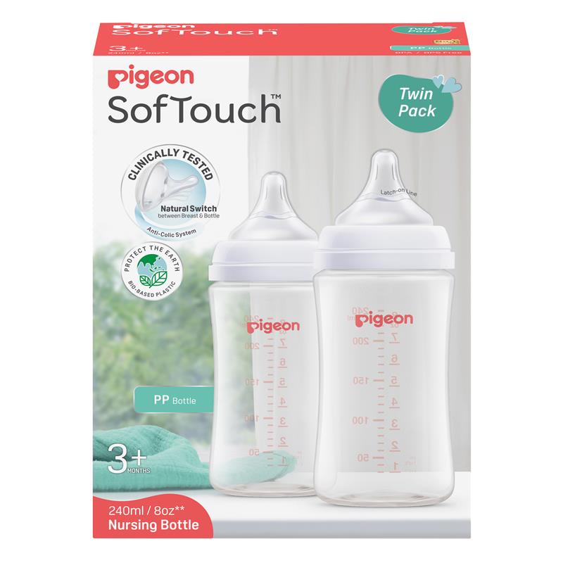 Pigeon SofTouch Bottle PP 240ml Twin Pack chính hãng Úc