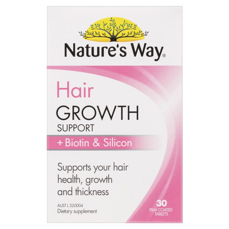 Nature's Way Hair Growth Support + Biotin & Silicon 30 Tablets chính hãng Úc