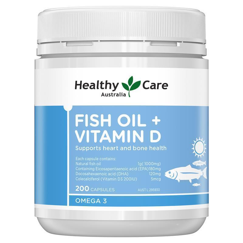 Healthy Care Fish Oil + Vitamin D 200 Capsules chính hãng Úc