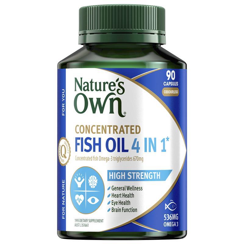 Nature's Own 4 In 1 Concentrated Fish Oil 90 Capsules chính hãng Úc