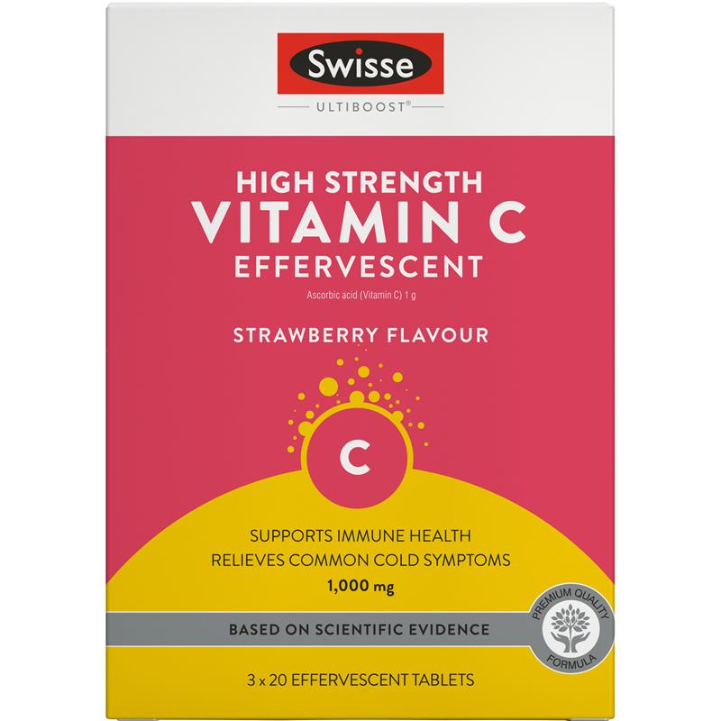 Swisse Vitamin C 60 Effervescent Tablets chính hãng Úc