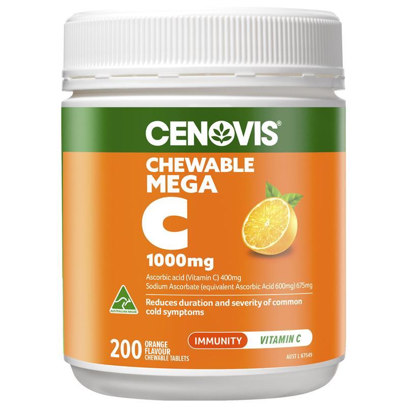 Cenovis Chewable Mega C 1000mg 200 Tablets Exclusive Size chính hãng Úc