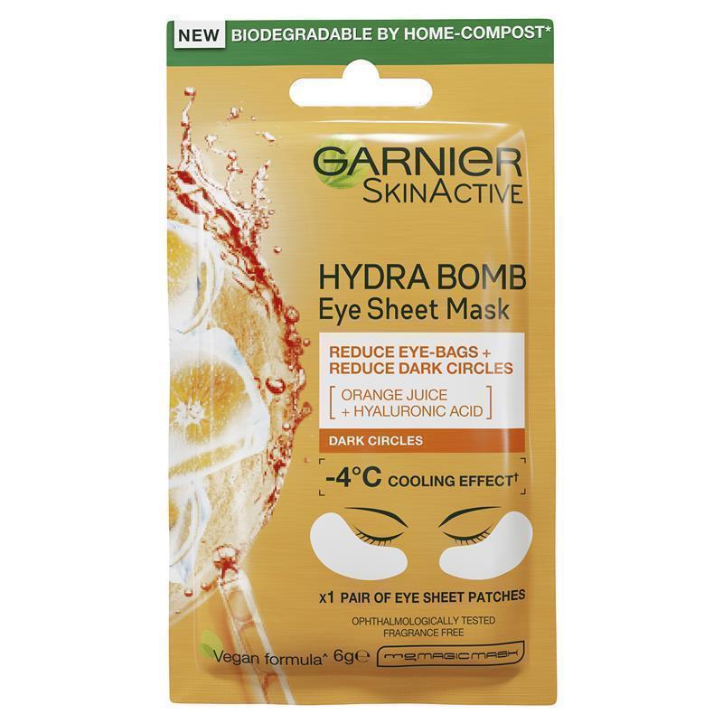 Garnier Hydra Bomb Hyaluronic Acid + Orange Extract Eye Sheet Mask chính hãng Úc