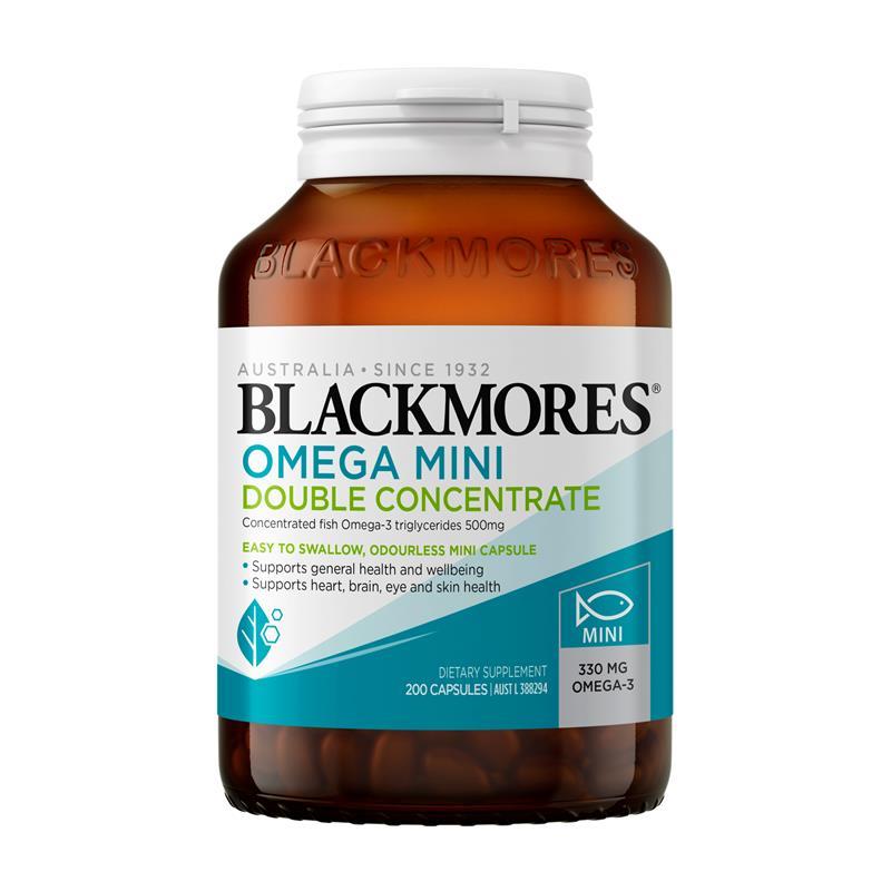 Blackmores Omega Mini Double Concentrate 200 Capsules chính hãng Úc