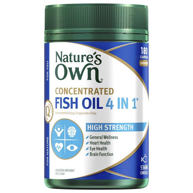 Nature's Own Concentrated Fish Oil 4 in 1 180 Capsules chính hãng Úc