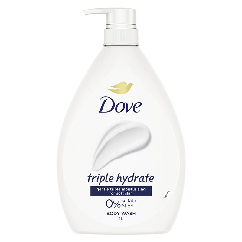 Dove Essential Care Triple Hydrate Body Wash 1 Litre chính hãng Úc